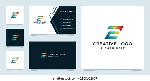 Vector graphics of initials E colorful geometry logo design template