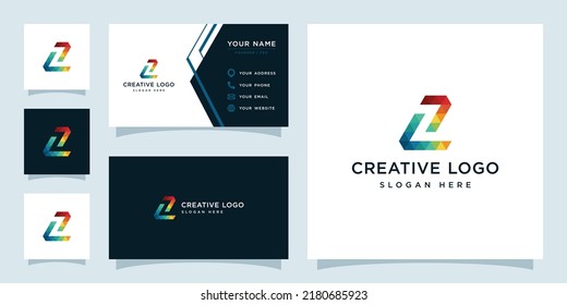 Vector graphics of initials L geometric colorful logo design template