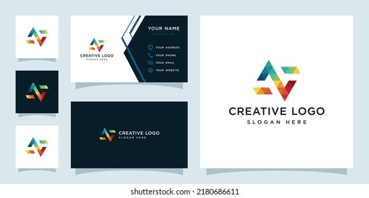 Vector graphics of initials N colorful geometry logo design template
