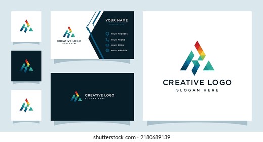 Vector graphics of initials R geometric colorful logo design template