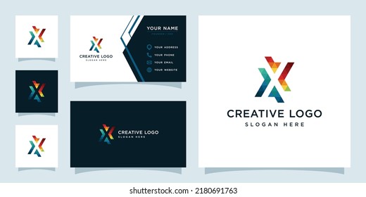Vector graphics of initials X geometric colorful logo design template