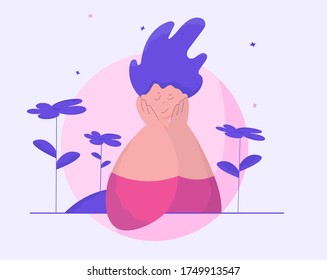 Vector graphics. Inspired girl dreams of future plans