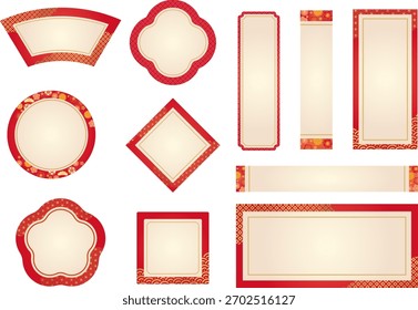 Vector graphics of a Japanese-patterned frame set