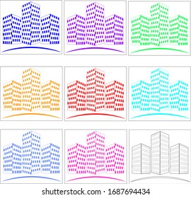 Vector graphics logo of a construction company silhouettes of houses with Windows