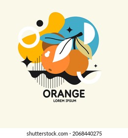 Vector graphics in a minimalistic fashionable style with geometric elements.. Illustration of a orange .