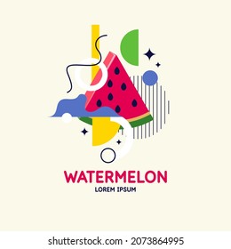 Vector graphics in a minimalistic fashionable style with geometric elements.. Illustration of a watermelon.