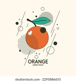 Vector graphics in a minimalistic fashionable style with geometric elements. Illustration of a orange.