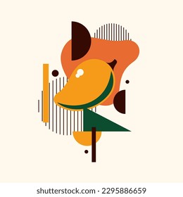 Vector graphics in a minimalistic fashionable style with geometric elements. Illustration of a mango.