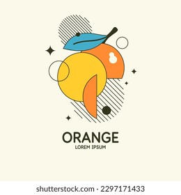 Vector graphics in a minimalistic fashionable style with geometric elements.. Illustration of a orange .