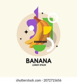 Vector graphics in a minimalistic style with geometric elements. Template for the design. Illustration of a banana.