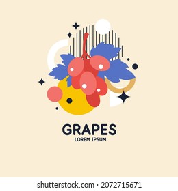 Vector graphics in a minimalistic style with geometric elements. Illustration of a grapes in a flat style.