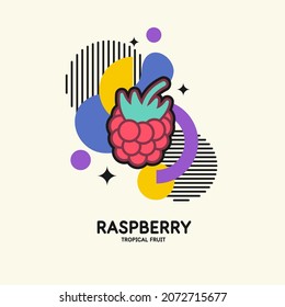 Gráficos vectoriales en un estilo minimalista con elementos geométricos. Plantilla para el diseño. Ilustración de una frambuesa