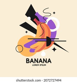 Gráficos vectoriales en un estilo minimalista con elementos geométricos. Plantilla para el diseño. Ilustración de un plátano.