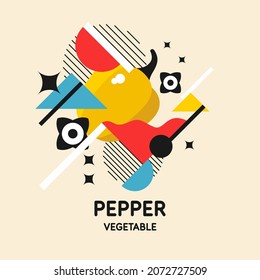 Vektorgrafiken im minimalistischen Stil mit geometrischen Elementen. Illustration eines Pfefferes im flachen Stil.