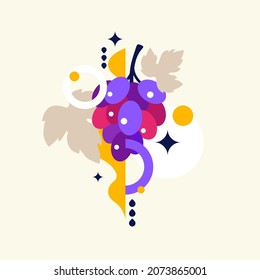 Vector graphics in a minimalistic style with geometric elements. Illustration of a grapes in a flat style.