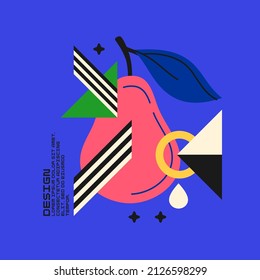 Vector graphics in a minimalistic style with geometric elements. Illustration of a pear in a flat style.