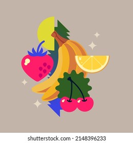 Vector graphics in a minimalistic style with geometric elements. Template for the design. Illustration of a banana.