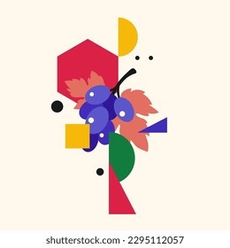 Vector graphics in a minimalistic style with geometric elements. Illustration of a grapes in a flat style.