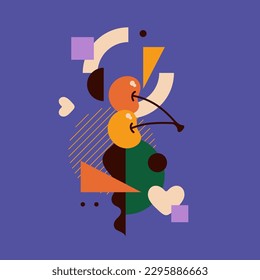 Vector graphics in a minimalistic style with geometric elements. Template for the design. Illustration of a cherry
