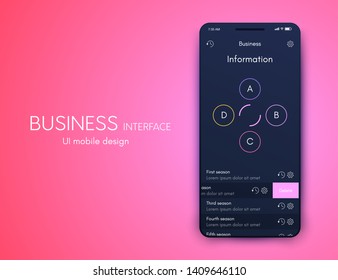 Vector graphics mobile infographics with four options. Template for creating mobile applications, workflow layout, diagram, banner, web design, business reports with 4 steps. Stock vector