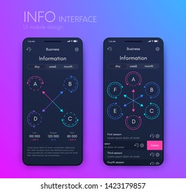 Vector graphics mobile infographics with four and six options. Template for creating mobile applications, workflow layout, diagram, banner, web design, business reports with 4 and 6 steps