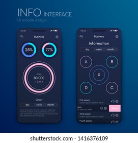 Vector graphics mobile infographics with three and four options. Template for creating mobile applications, workflow layout, diagram, banner, web design, business reports with 3 and 4 steps