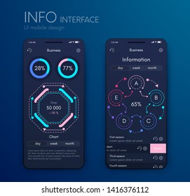 Vector graphics mobile infographics with three and five options. Template for creating mobile applications, workflow layout, diagram, banner, web design, business reports with 3 and 5 steps
