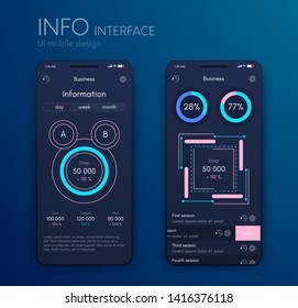 Vector graphics mobile infographics with three and two options. Template for creating mobile applications, workflow layout, diagram, banner, web design, business reports with 3 and 2 steps