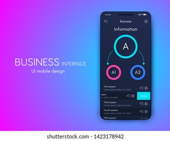 Vector graphics mobile infographics with three options. Template for creating mobile applications, workflow layout, diagram, banner, web design, business reports with 3 steps. Stock vector