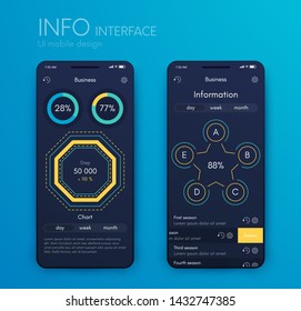 Vector graphics mobile infographics with three and five options. Template for creating mobile applications, workflow layout, diagram, banner, web design, business reports with 3 and 5 steps