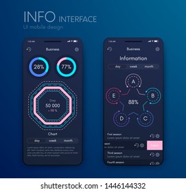 Vector graphics mobile infographics with three and five options. Template for creating mobile applications, workflow layout, diagram, banner, web design, business reports with 3 and 5 steps
