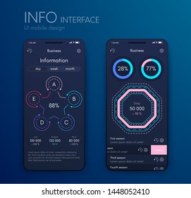 Vector graphics mobile infographics with three and five options. Template for creating mobile applications, workflow layout, diagram, banner, web design, business reports with 3 and 5 steps