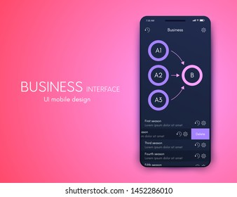 Vector graphics mobile infographics with three options. Template for creating mobile applications, workflow layout, diagram, banner, web design, business reports with 3 steps. Stock vector