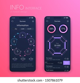 Vector graphics mobile infographics with three options. Template for creating mobile applications, workflow layout, diagram, banner, web design, business reports with 3 steps. Stock vector