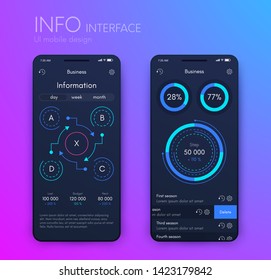 Vector graphics mobile infographics with two and four options. Template for creating mobile applications, workflow layout, diagram, banner, web design, business reports with 2 and 4 steps