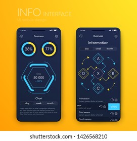 Vector graphics mobile infographics with two and four options. Template for creating mobile applications, workflow layout, diagram, banner, web design, business reports with 2 and 4 steps