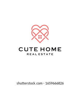 Vector graphics of modern love home line art  style minimalist logo design