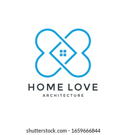 Vector graphics of modern love home line art  style minimalist logo design