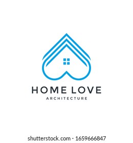 Vector graphics of modern love home line art  style minimalist logo design