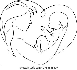 Vector graphics of mom and baby.