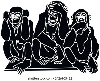 vector graphics of a monkey, the ears, mouth, eyes.