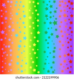 Vector graphics. Multi-colored stars on a rainbow background.