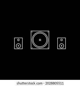 Vector graphics of a music system with two speakers on a black background