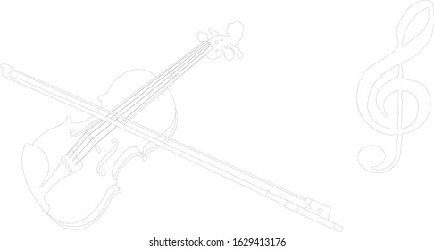 Vector graphics - musical instrument violin, next to a musical note