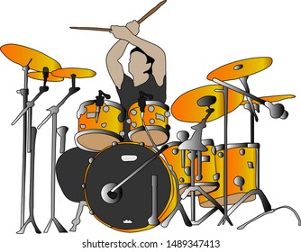 vector graphics musician plays drums