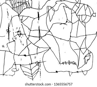 vector graphics: negligent lines and spots making up the scheme. Hand drawing