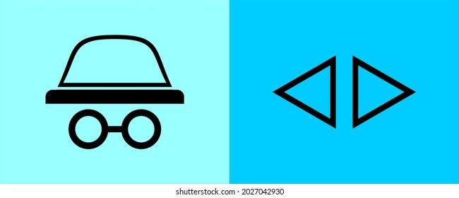 Vector graphics of new incognito tabs, back and forth. Symbol of new incognito tabs, back and forth.
