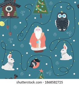 Vector graphics. New Year decoration. Christmas decorations. Seamless pattern.
