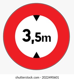Vector graphics of no access for vehicles whose width exceeds 3,5m traffic sign
