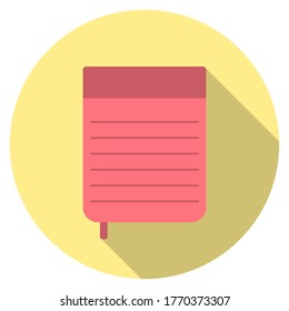 Vector graphics, notepad icon. Flat design.